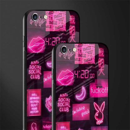 black pink aesthetic collage glass case for iphone 6s plus image-2