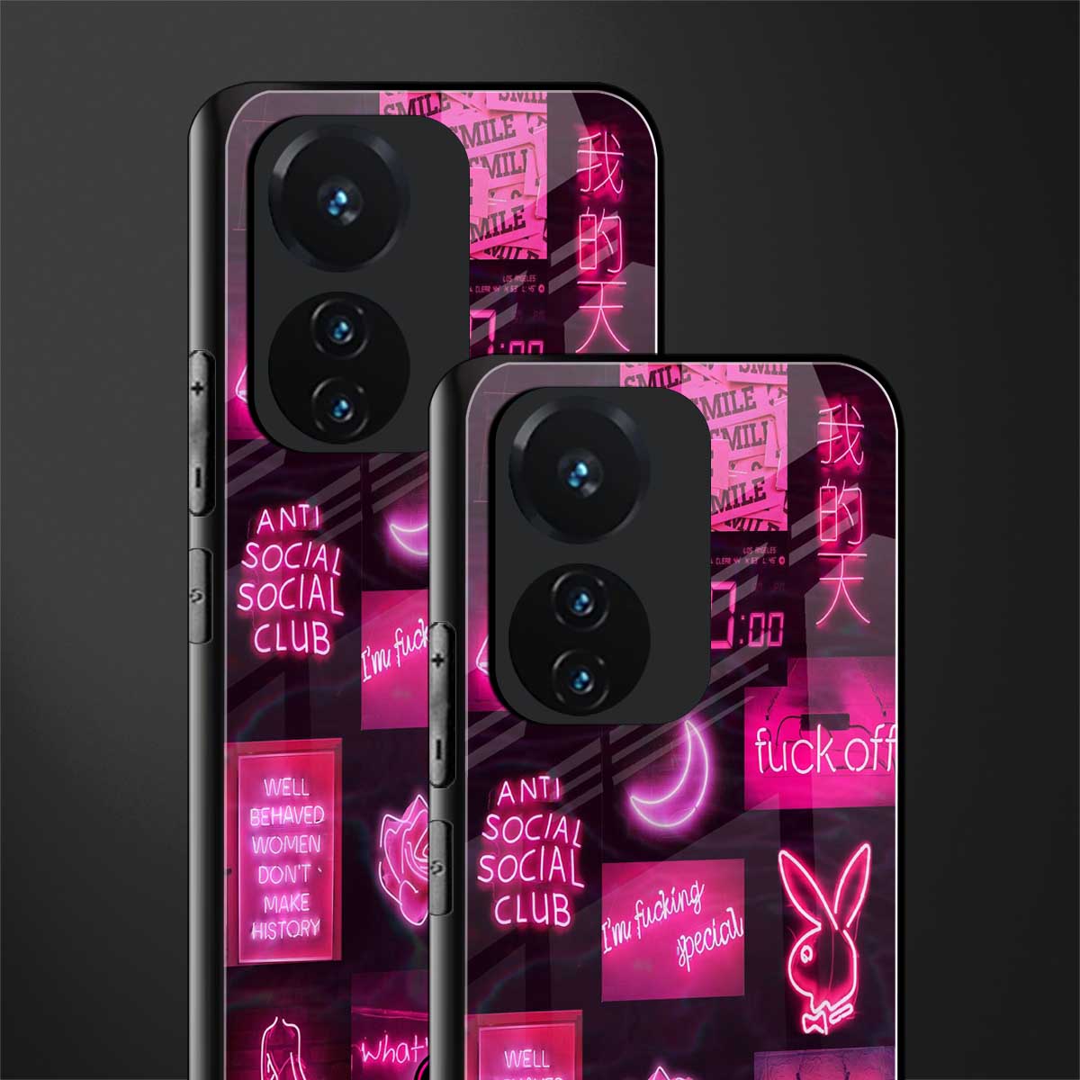 black pink aesthetic collage back phone cover | glass case for vivo t1 44w 4g