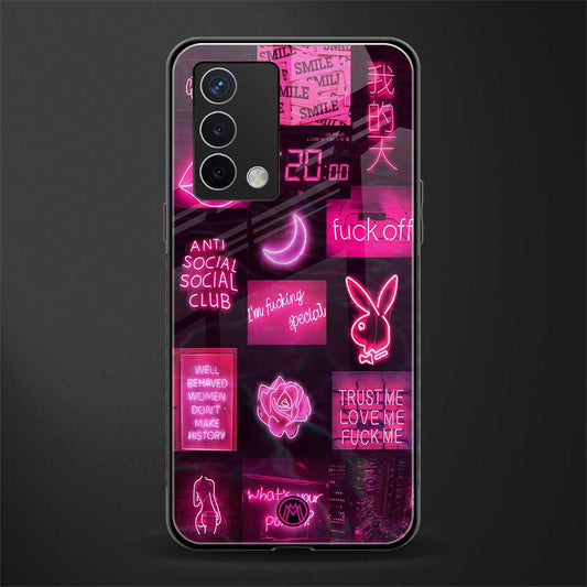 black pink aesthetic collage back phone cover | glass case for oppo a74 4g