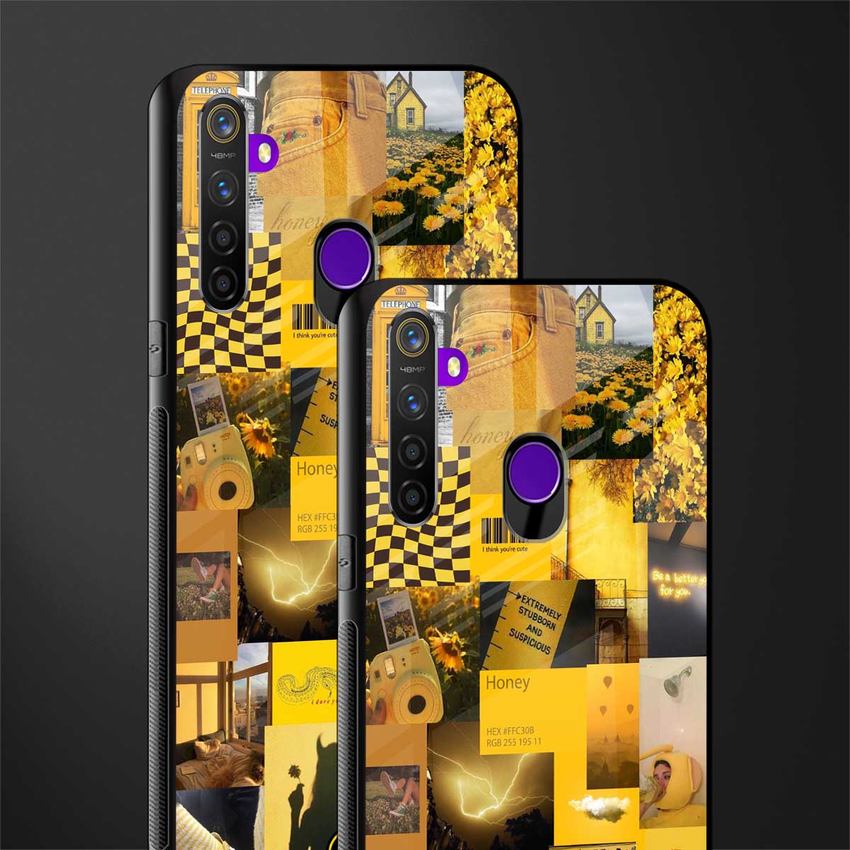 black yellow aesthetic collage glass case for realme 5s image-2