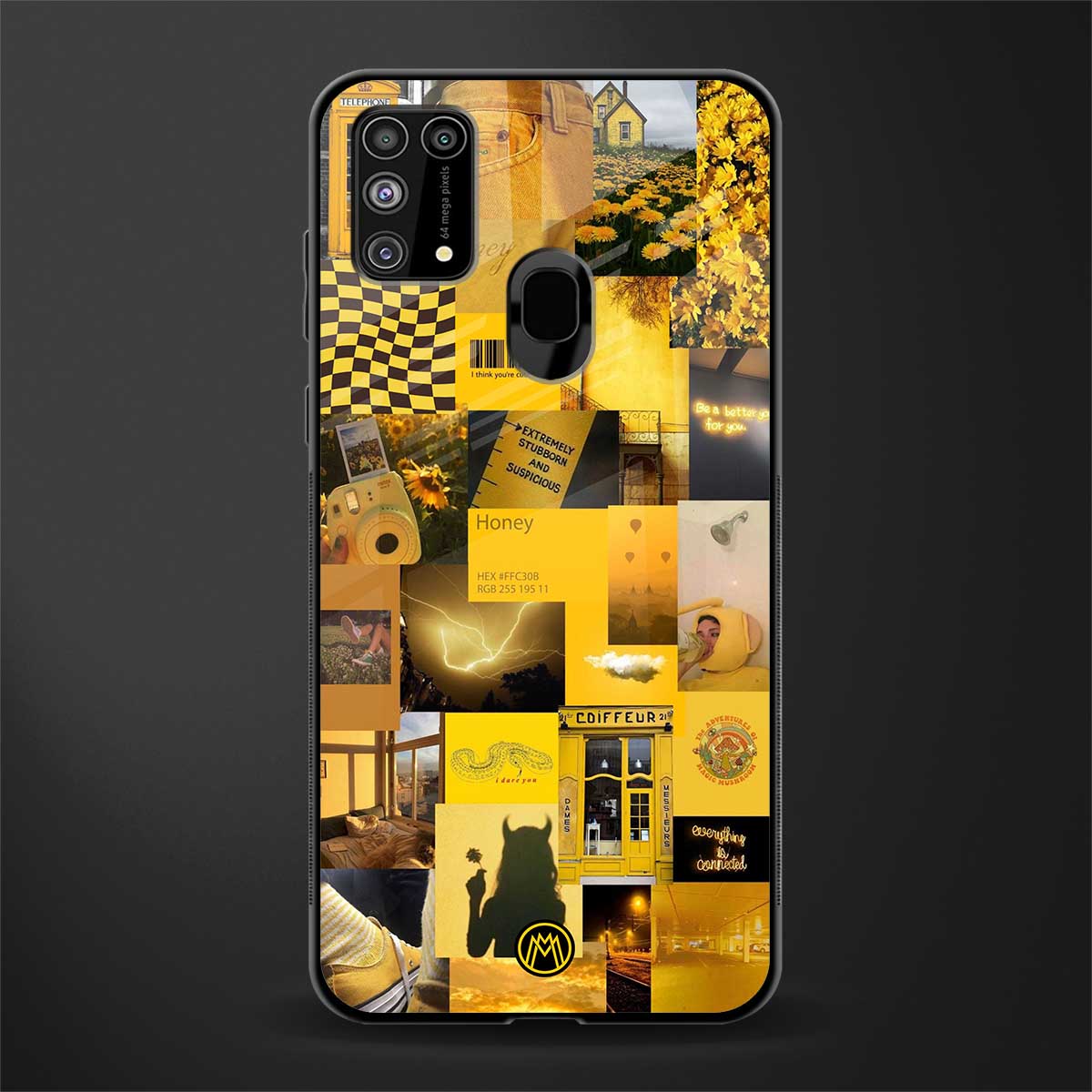 black yellow aesthetic collage glass case for samsung galaxy f41 image