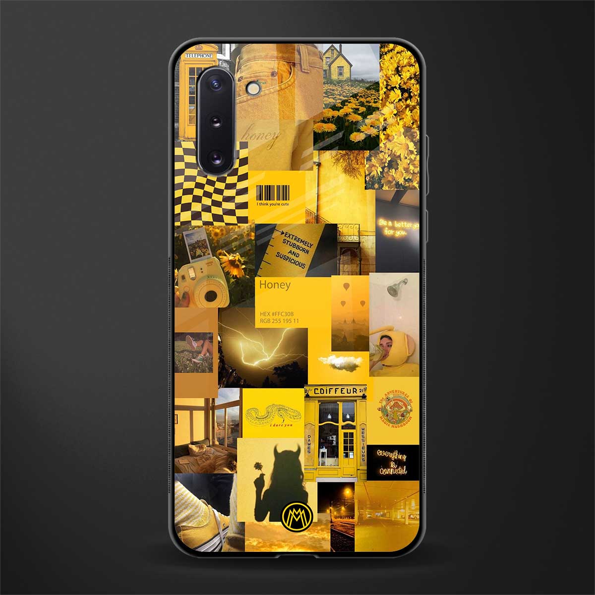 black yellow aesthetic collage glass case for samsung galaxy note 10 image