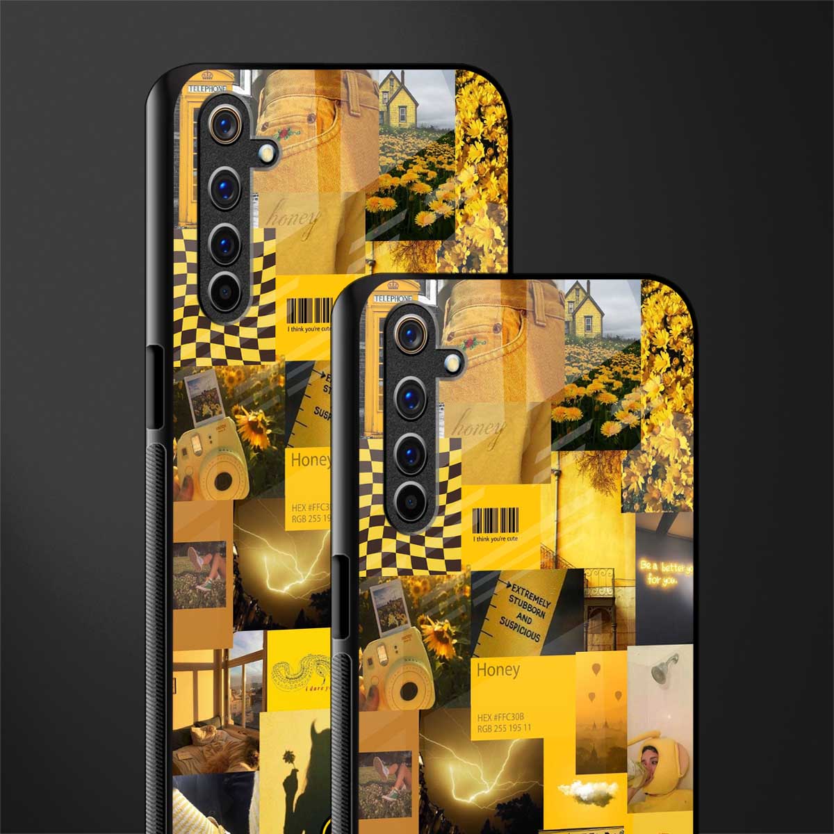 black yellow aesthetic collage glass case for realme 6i image-2