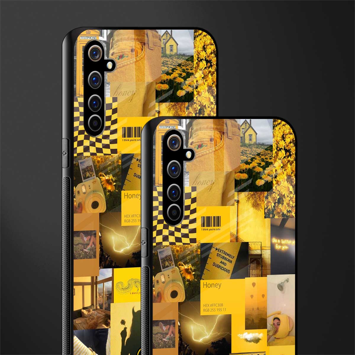 black yellow aesthetic collage glass case for realme x50 pro image-2