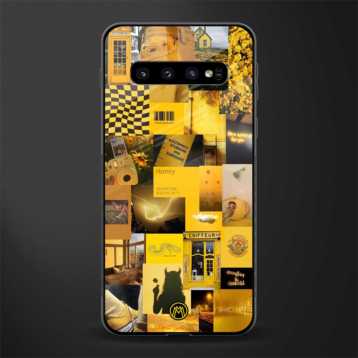black yellow aesthetic collage glass case for samsung galaxy s10 plus image