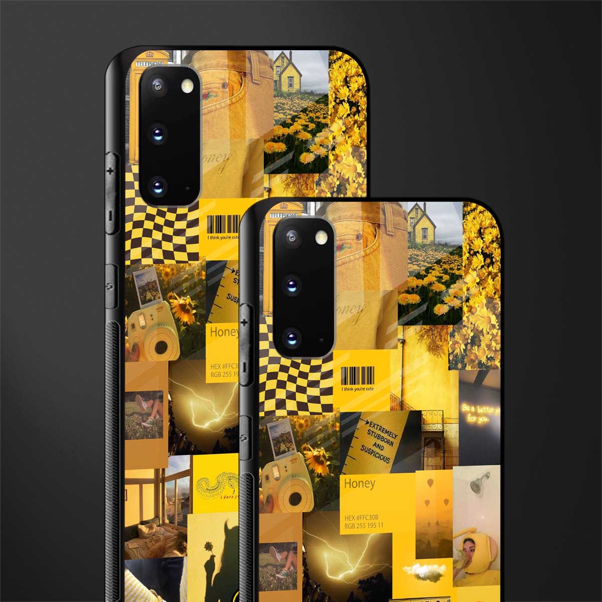 black yellow aesthetic collage glass case for samsung galaxy s20 image-2