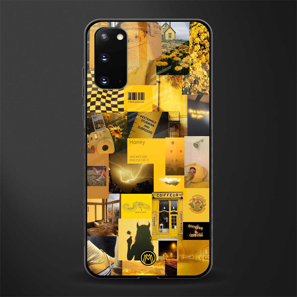 black yellow aesthetic collage glass case for samsung galaxy s20 image