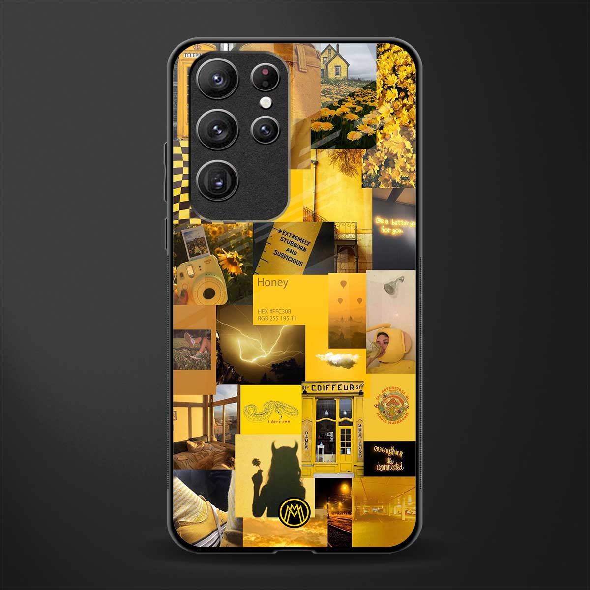 black yellow aesthetic collage glass case for samsung galaxy s22 ultra 5g image