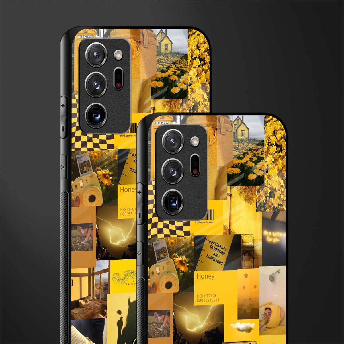 black yellow aesthetic collage glass case for samsung galaxy note 20 ultra 5g image-2