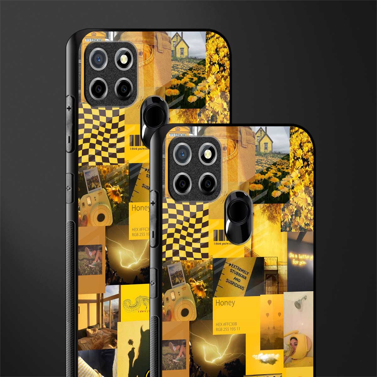 black yellow aesthetic collage glass case for realme narzo 20 image-2
