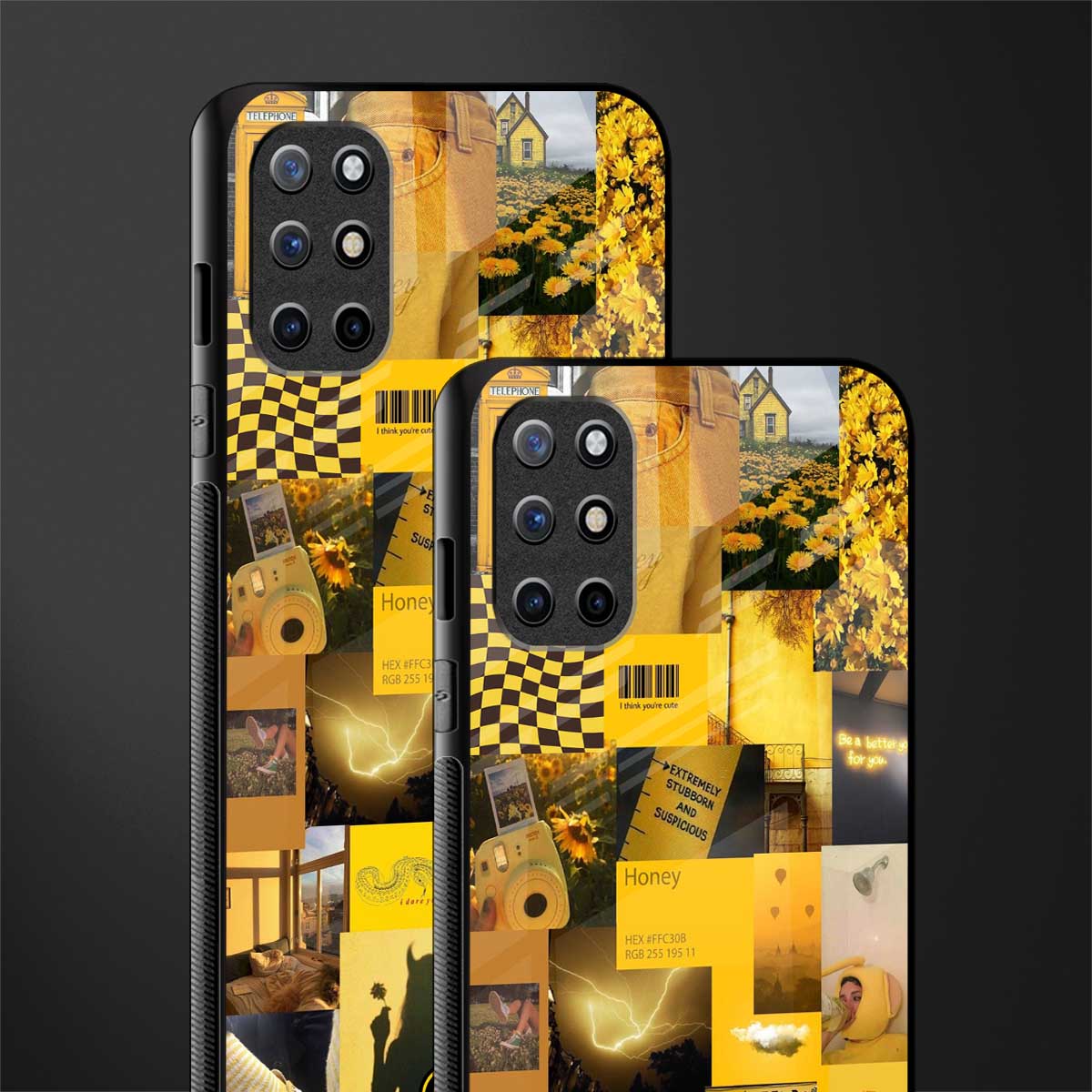 black yellow aesthetic collage glass case for oneplus 8t image-2