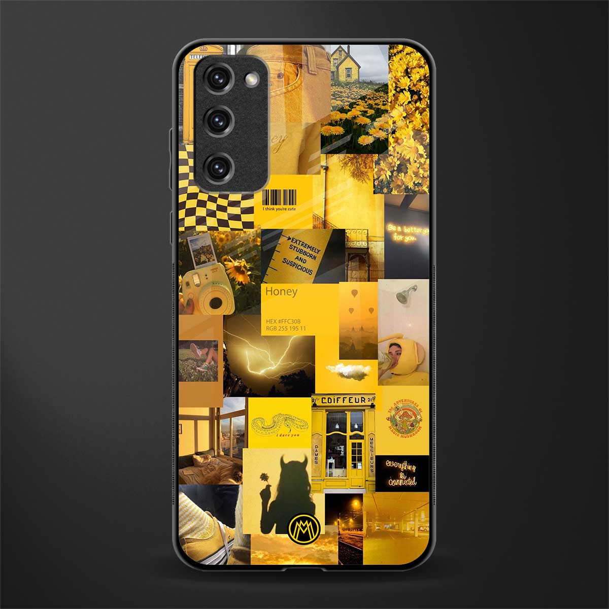 black yellow aesthetic collage glass case for samsung galaxy s20 fe image