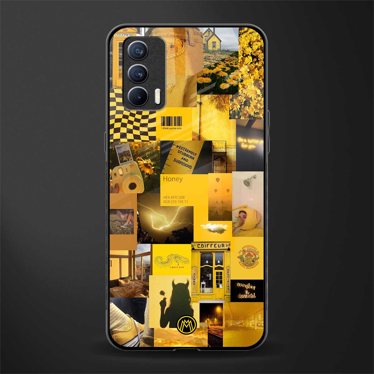black yellow aesthetic collage glass case for realme x7 image