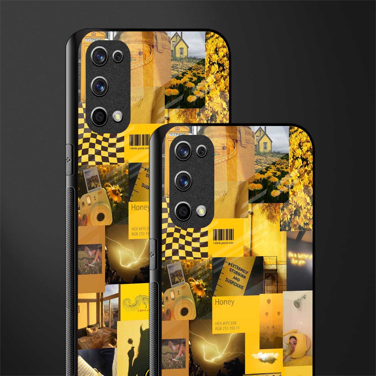 black yellow aesthetic collage glass case for realme x7 pro image-2