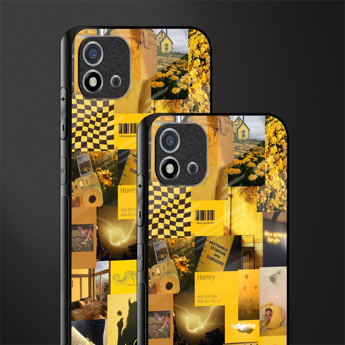 black yellow aesthetic collage glass case for realme c20 image-2