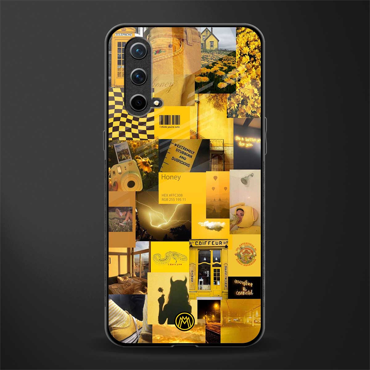 black yellow aesthetic collage glass case for oneplus nord ce 5g image