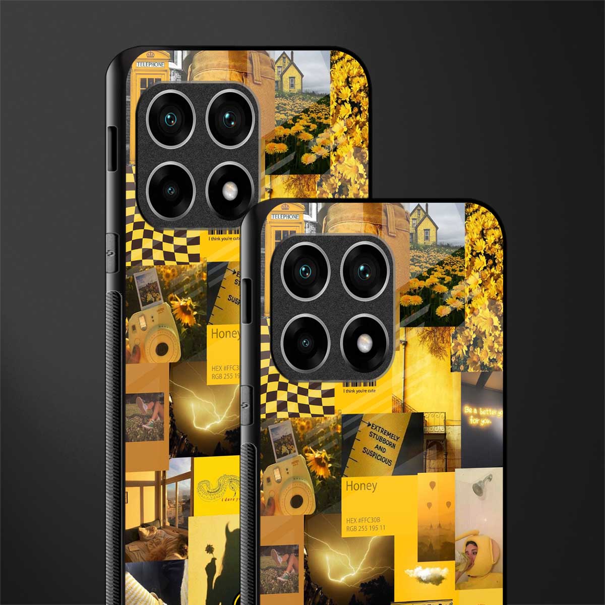 black yellow aesthetic collage glass case for oneplus 10 pro 5g image-2