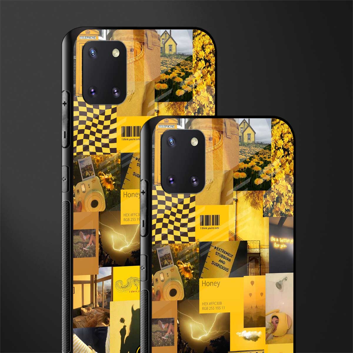 black yellow aesthetic collage glass case for samsung a81 image-2