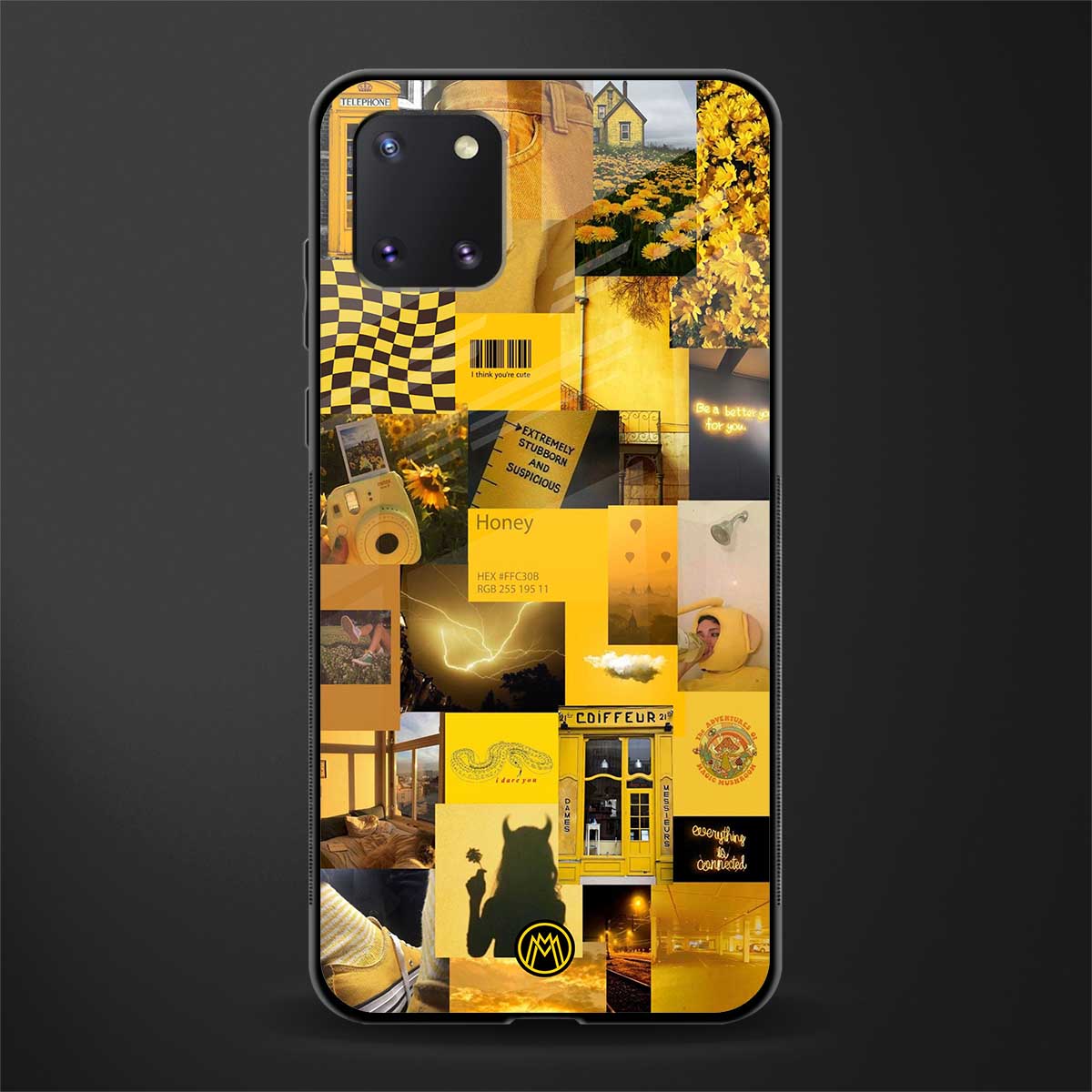 black yellow aesthetic collage glass case for samsung a81 image