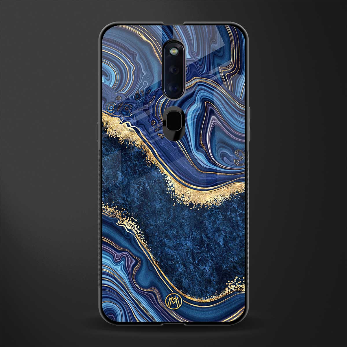 blue gold liquid marble glass case for oppo f11 pro image