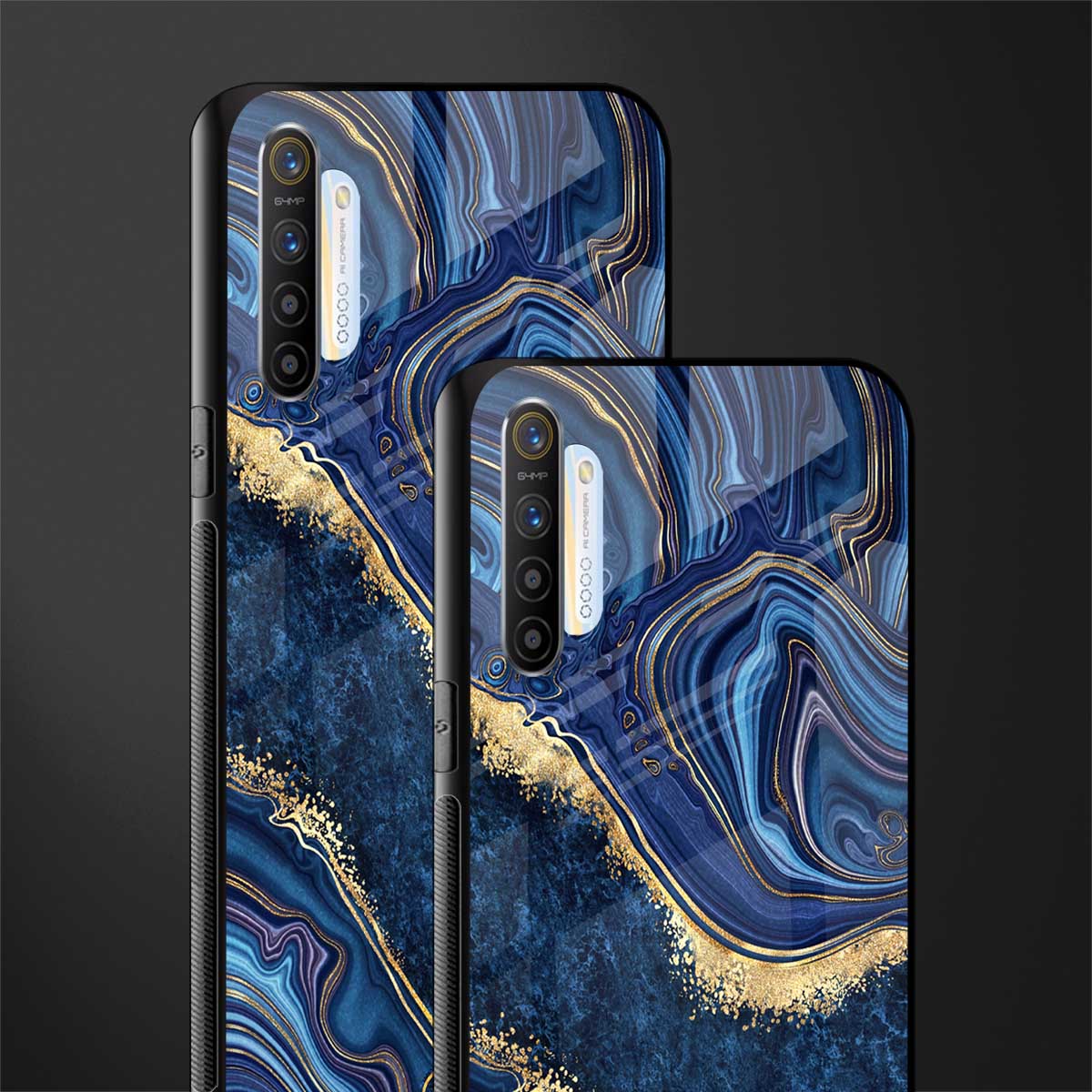 blue gold liquid marble glass case for realme x2 image-2