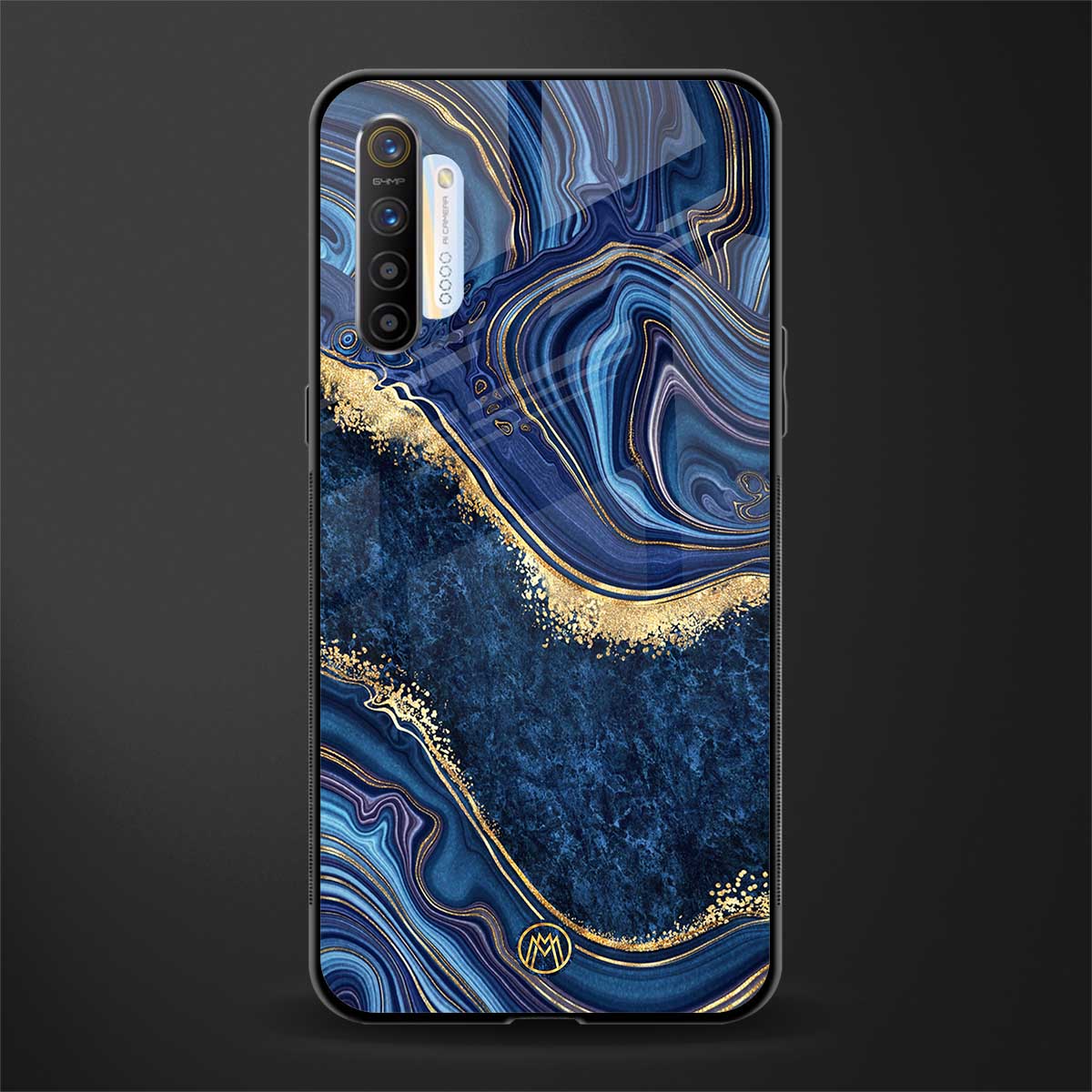 blue gold liquid marble glass case for realme x2 image