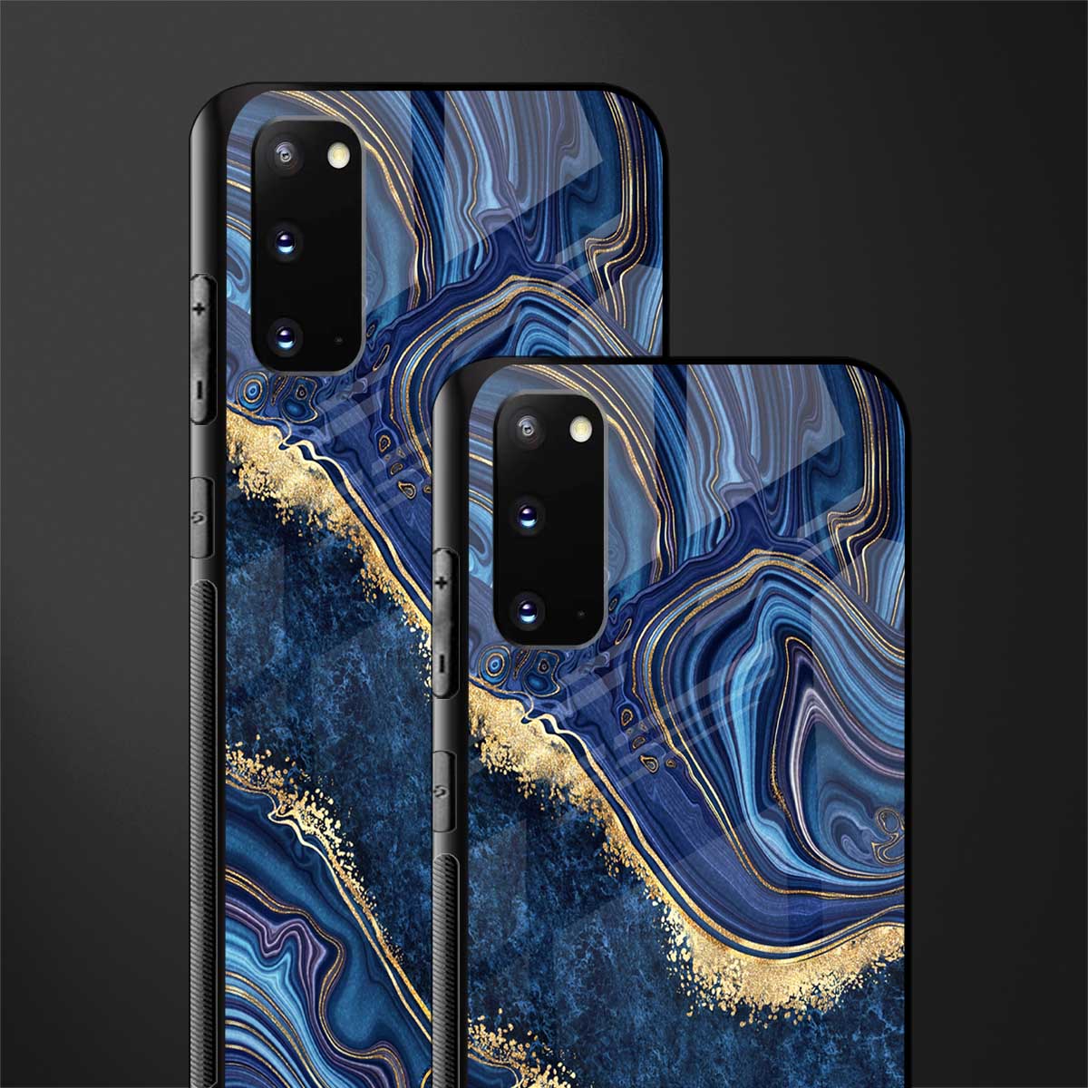 blue gold liquid marble glass case for samsung galaxy s20 image-2
