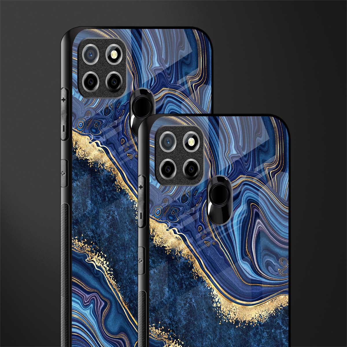blue gold liquid marble glass case for realme narzo 20 image-2