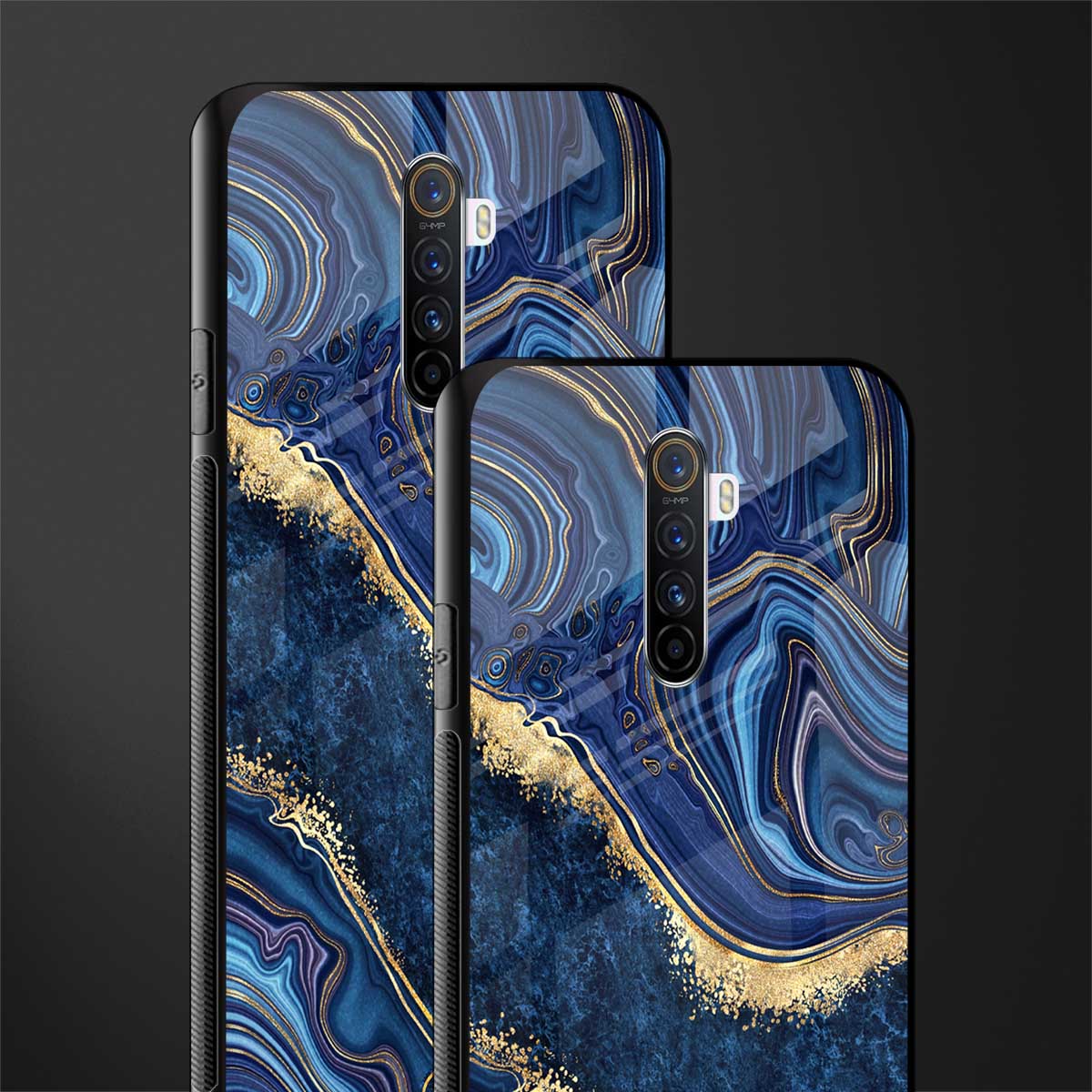 blue gold liquid marble glass case for realme x2 pro image-2