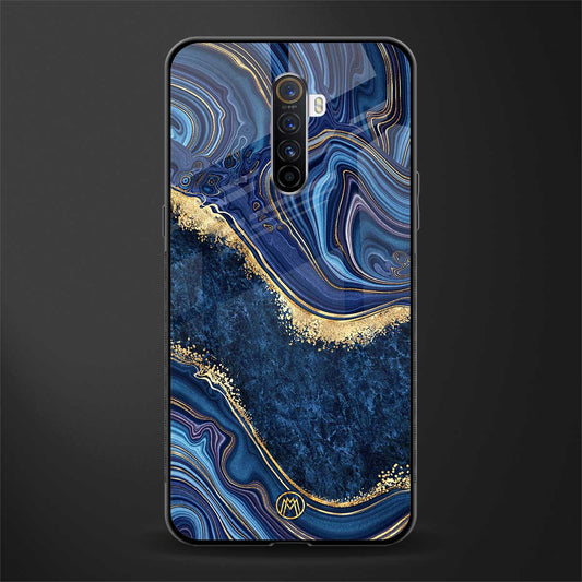 blue gold liquid marble glass case for realme x2 pro image