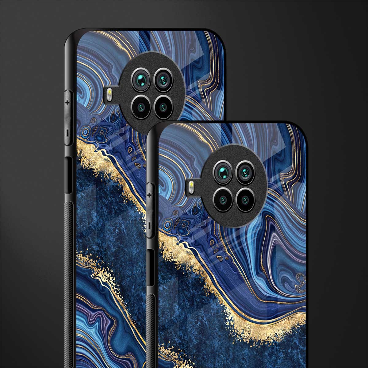 blue gold liquid marble glass case for mi 10i image-2
