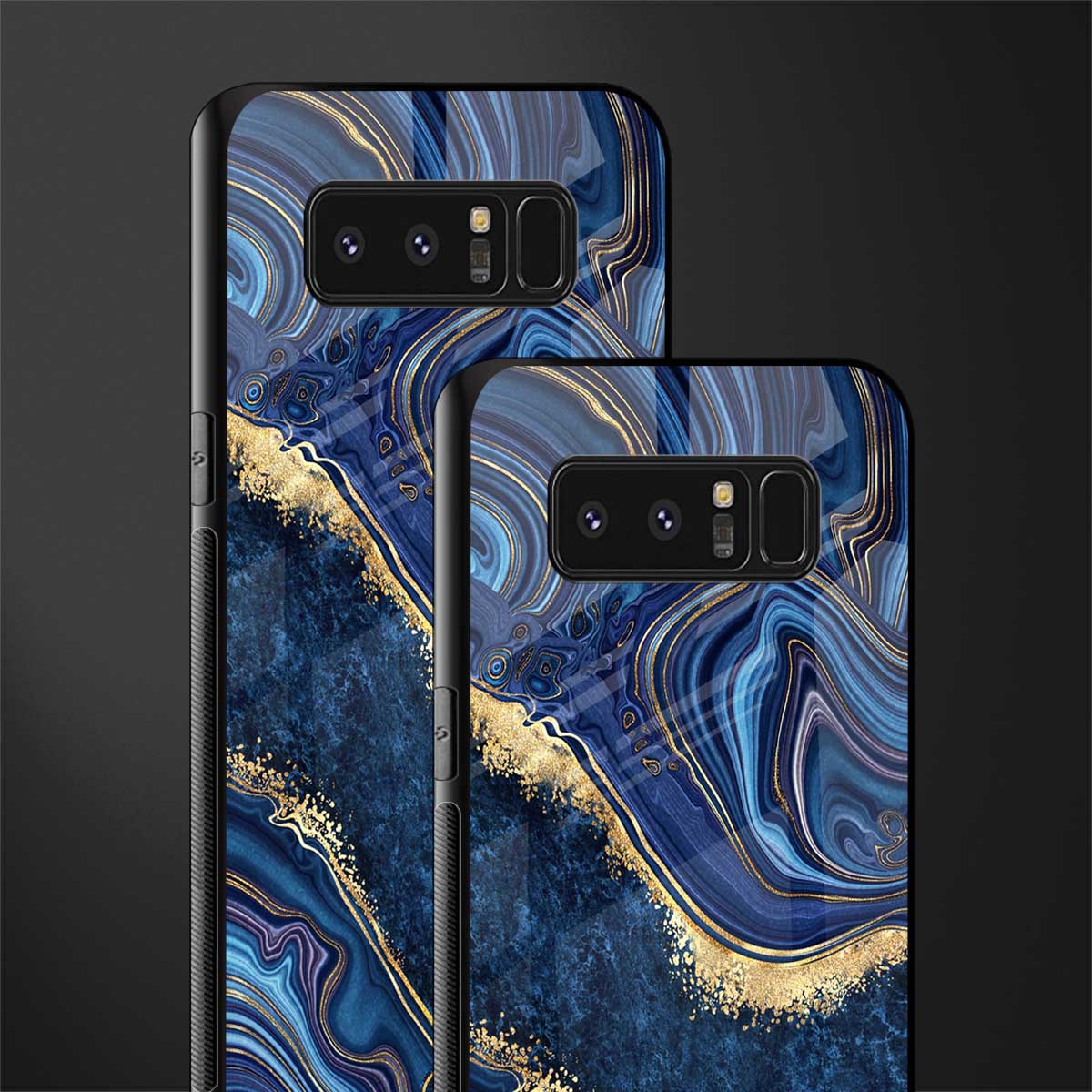 blue gold liquid marble glass case for samsung galaxy note 8 image-2