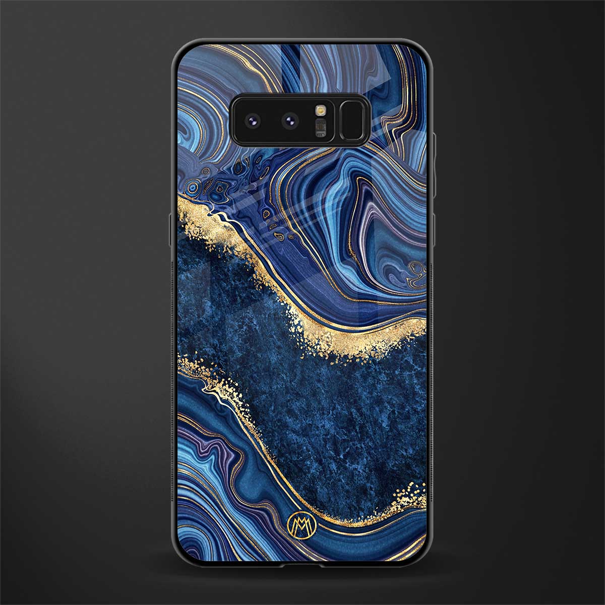 blue gold liquid marble glass case for samsung galaxy note 8 image
