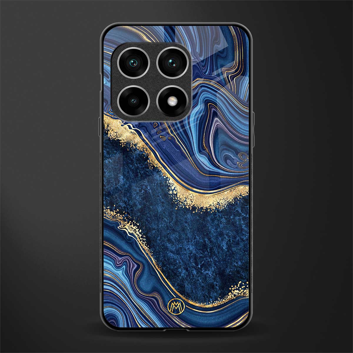 blue gold liquid marble glass case for oneplus 10 pro 5g image