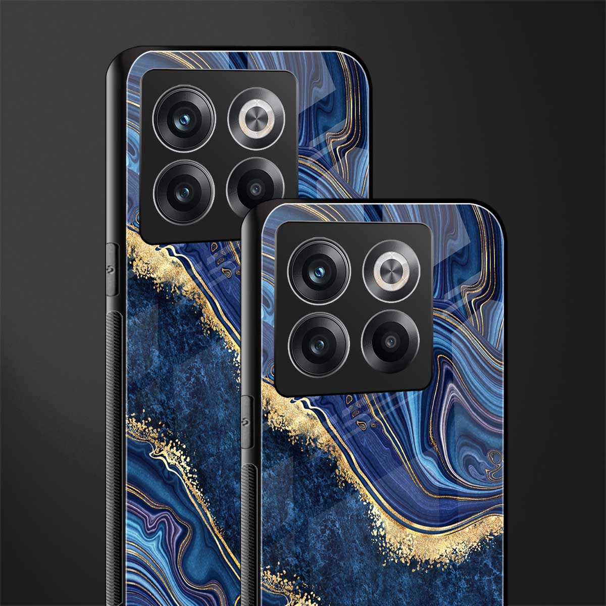 blue gold liquid marble back phone cover | glass case for oneplus 10t