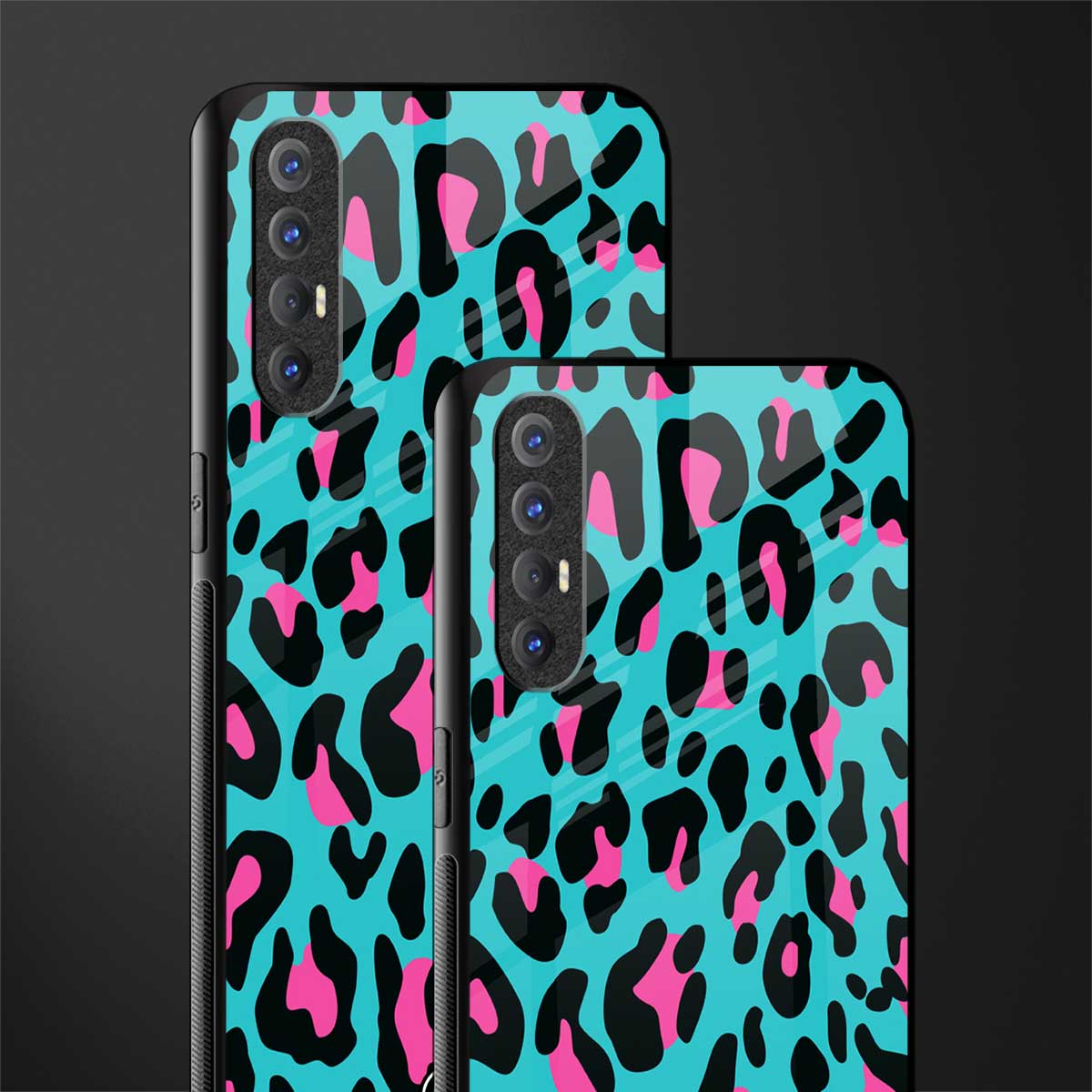 blue leopard fur glass case for oppo reno 3 pro image-2