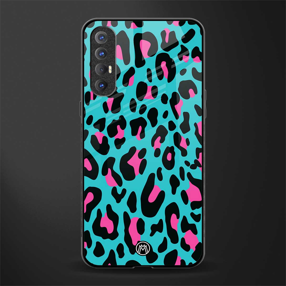 blue leopard fur glass case for oppo reno 3 pro image