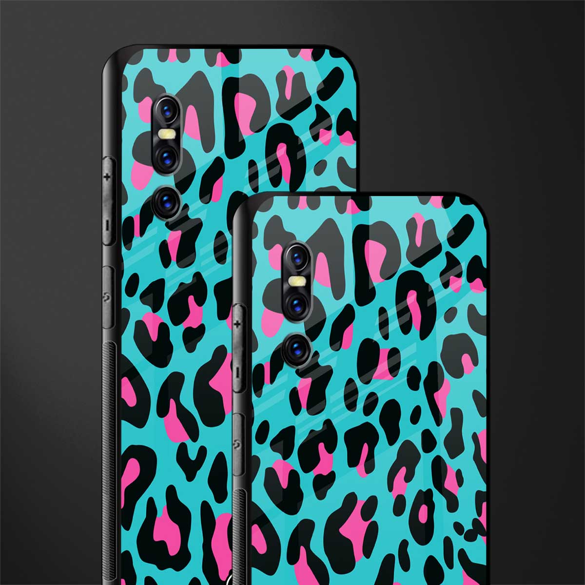 blue leopard fur glass case for vivo v15 pro image-2