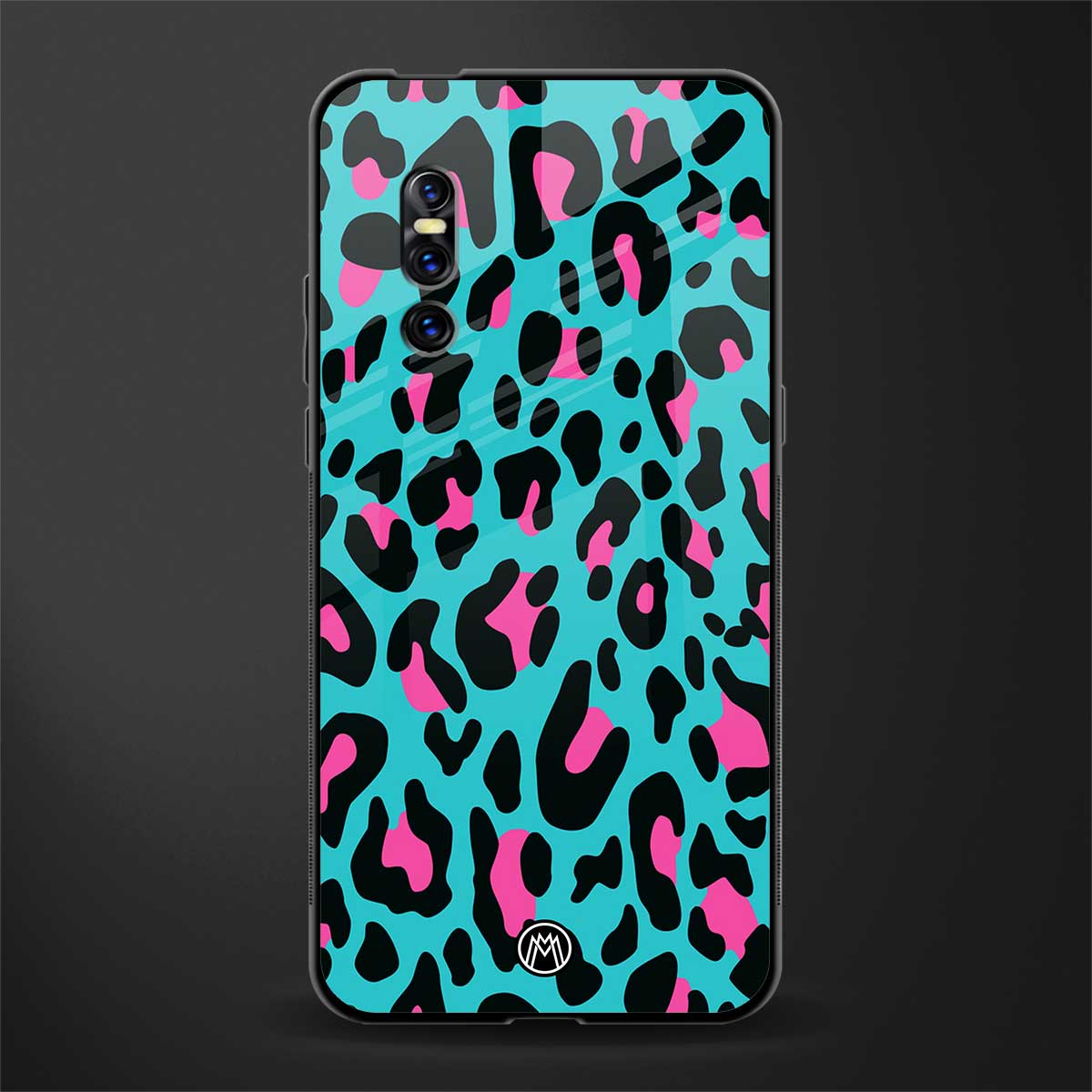 blue leopard fur glass case for vivo v15 pro image