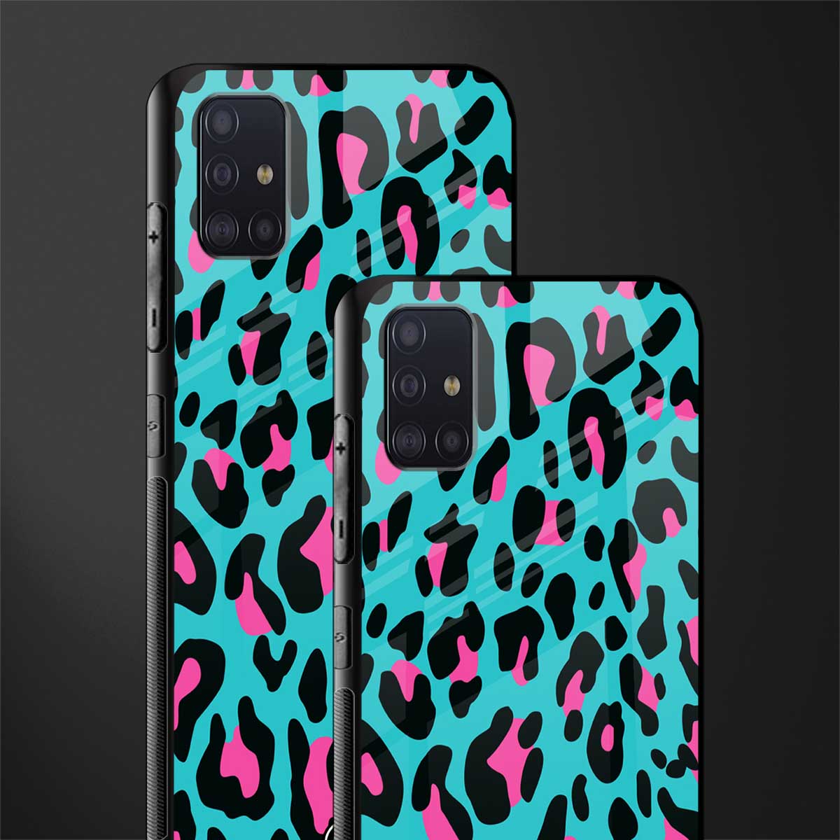 blue leopard fur glass case for samsung galaxy a71 image-2