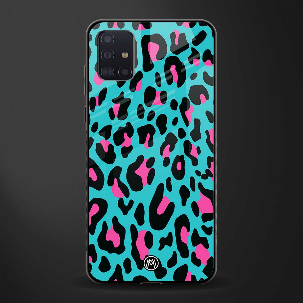 blue leopard fur glass case for samsung galaxy a71 image