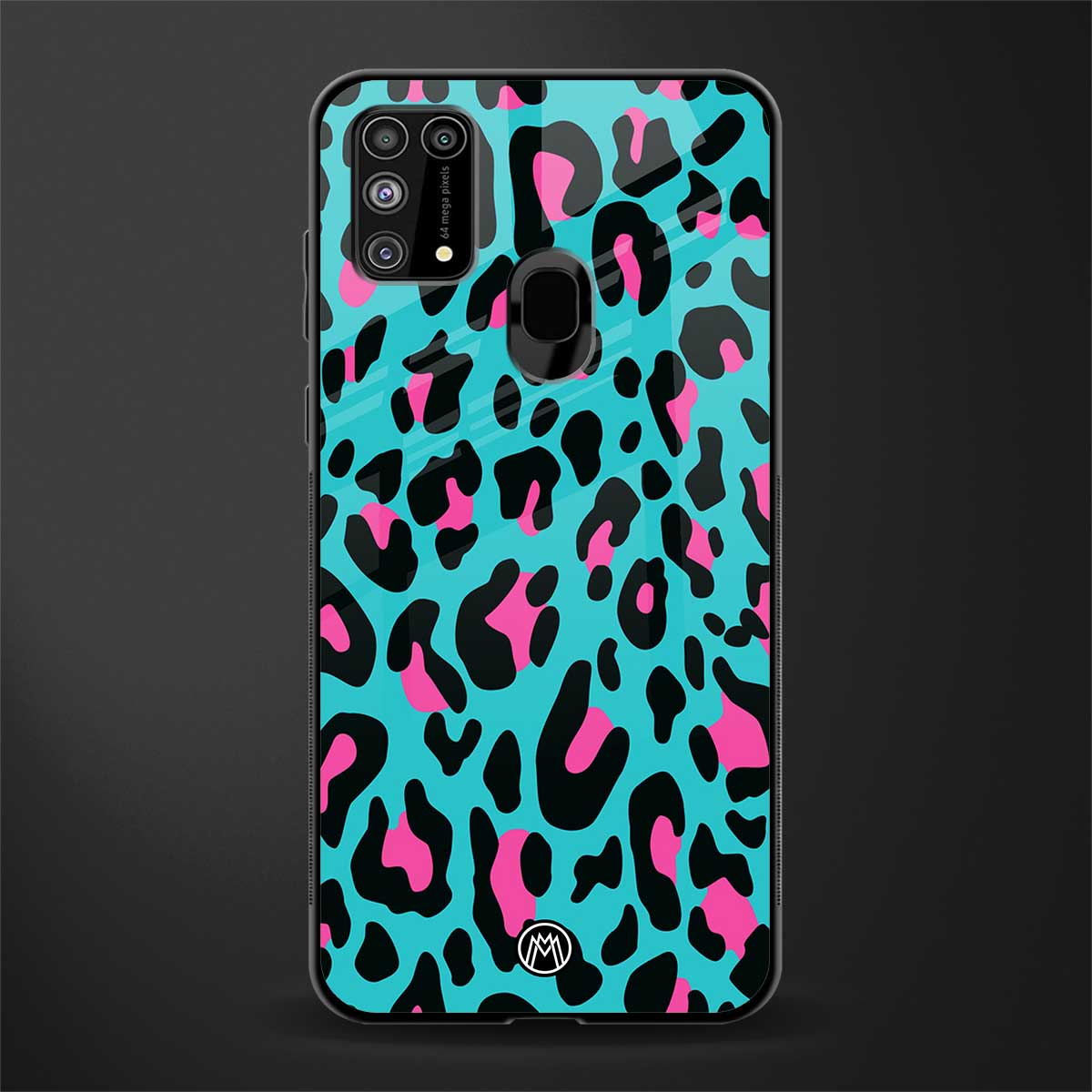 blue leopard fur glass case for samsung galaxy f41 image