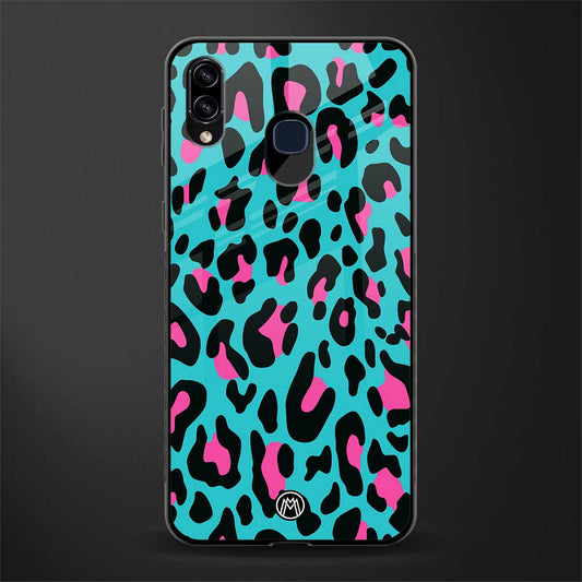 blue leopard fur glass case for samsung galaxy a30 image