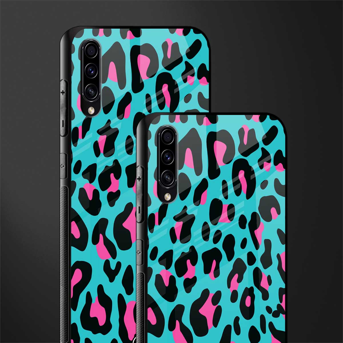 blue leopard fur glass case for samsung galaxy a70 image-2