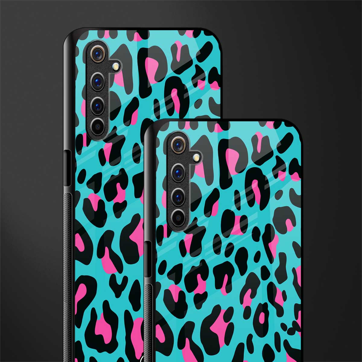 blue leopard fur glass case for realme 6i image-2
