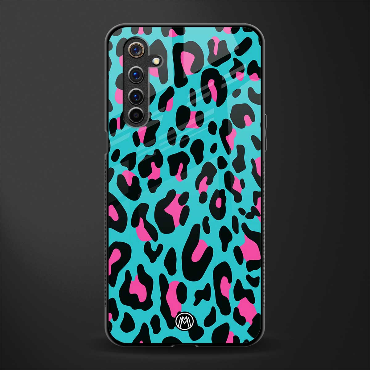 blue leopard fur glass case for realme 6i image