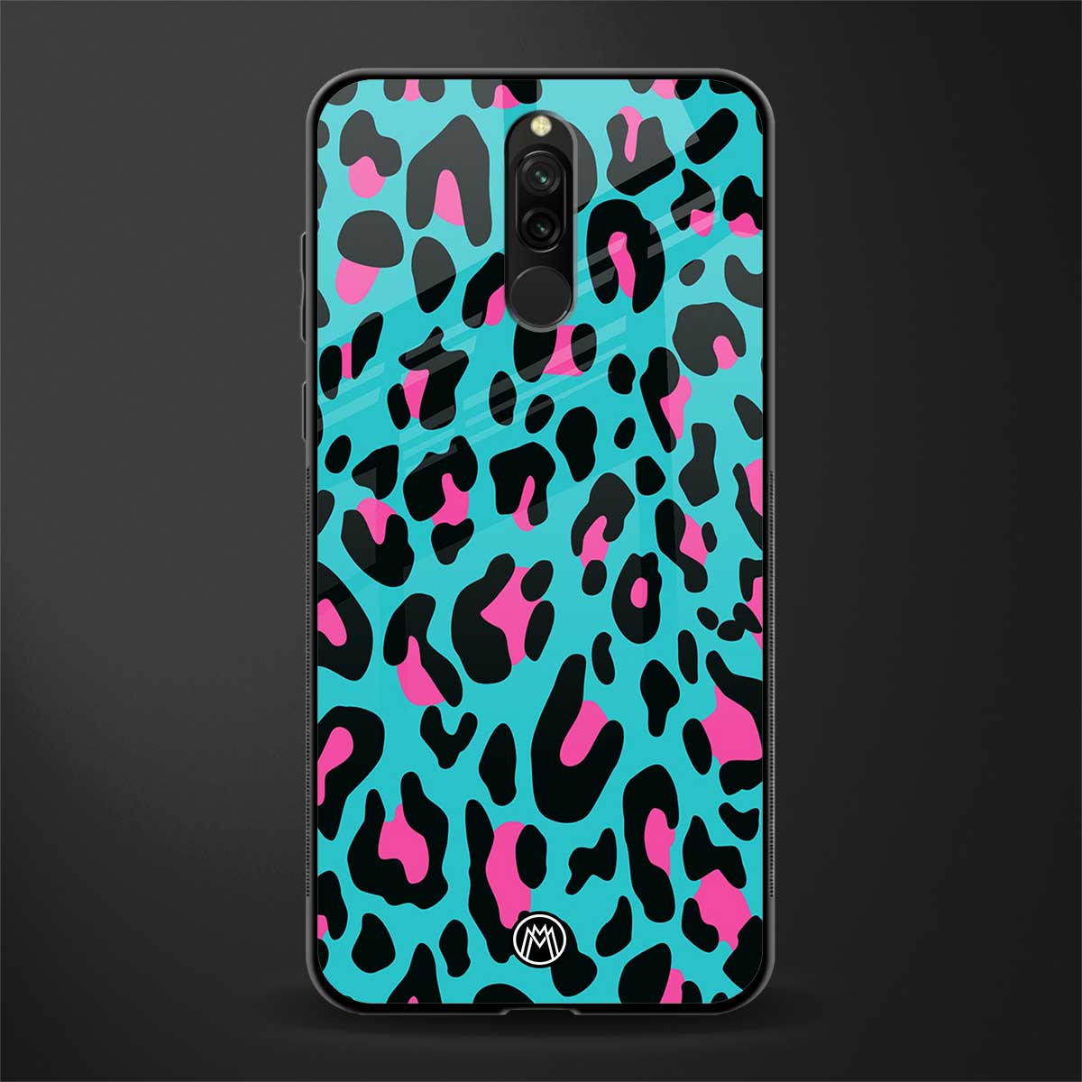 blue leopard fur glass case for redmi 8 image