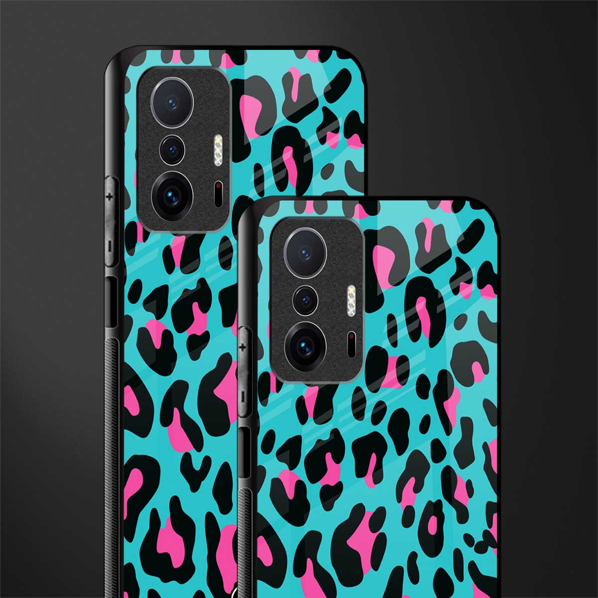 blue leopard fur glass case for mi 11t pro 5g image-2