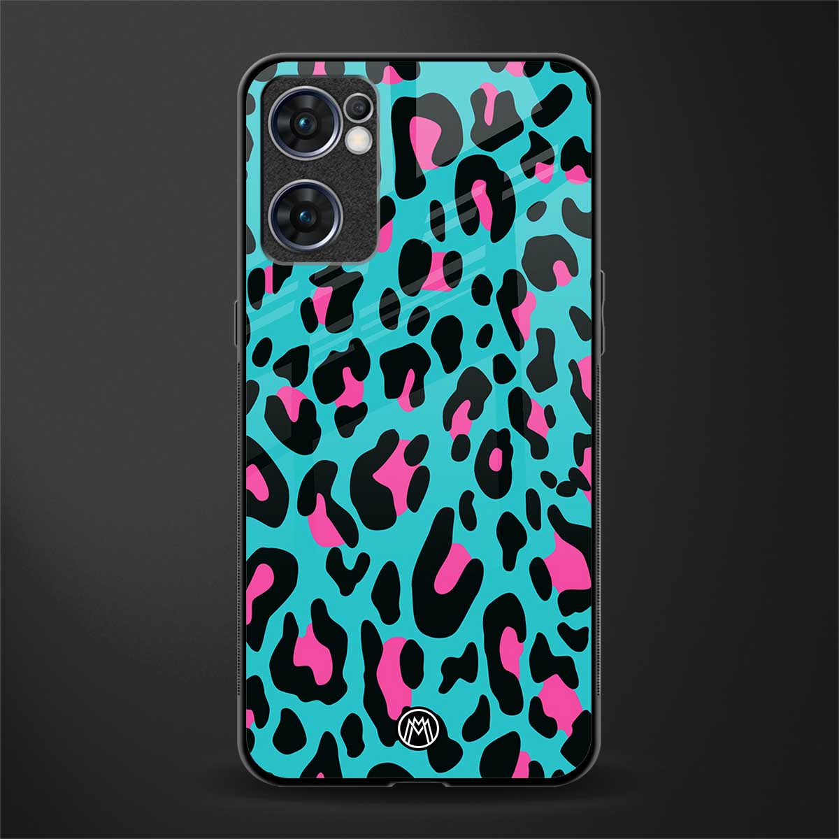 blue leopard fur glass case for oppo reno7 5g image