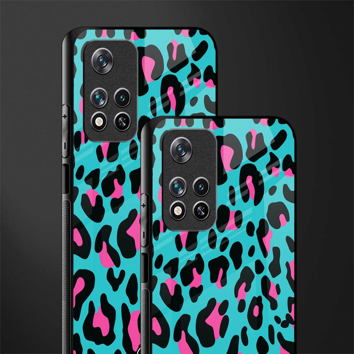 blue leopard fur glass case for poco m4 pro 5g image-2